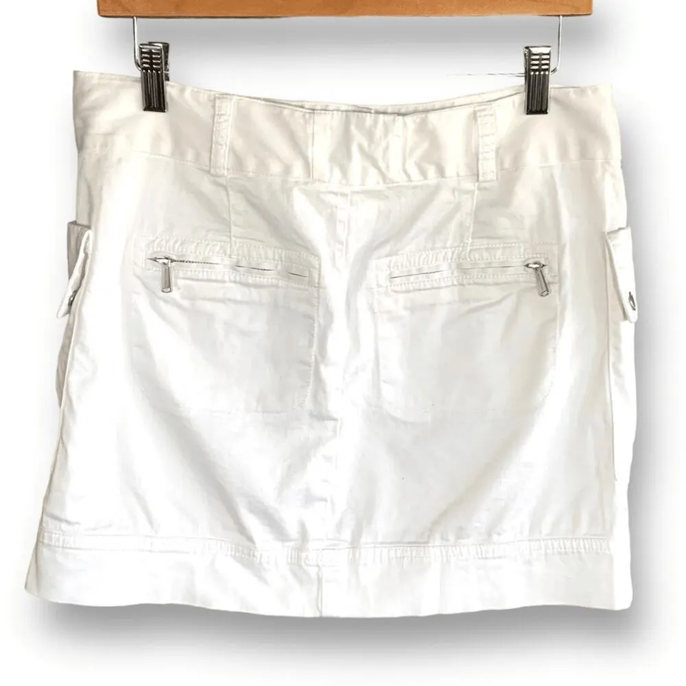 Michael Kors Skirt White Zip Front Cargo Pocket Ultra Mini Cotton Blend - Image 9