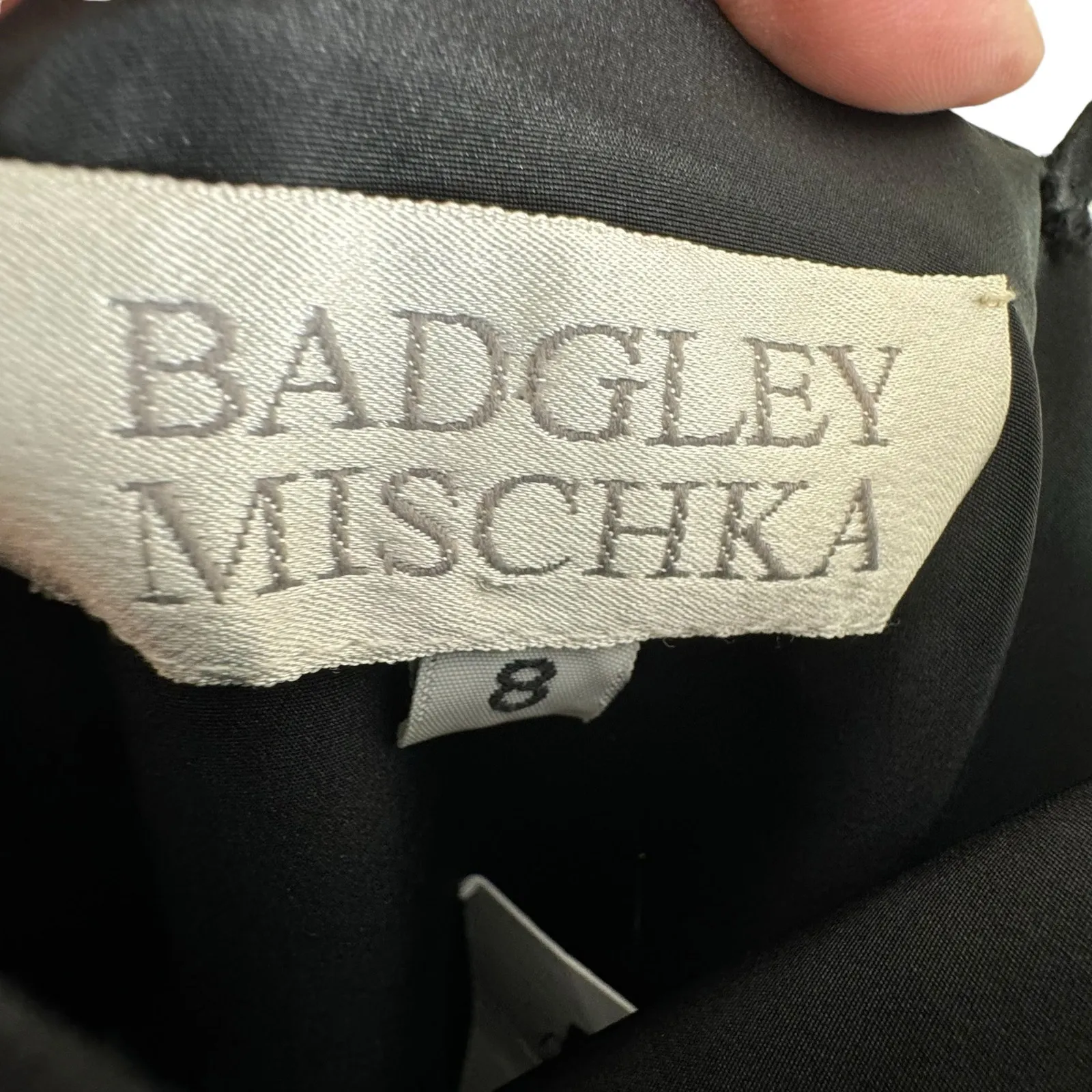 Badgley Mischka Vintage Black Spaghetti Strap Long‎ Fitted Lined Dress Gala Sz 8 - Image 6