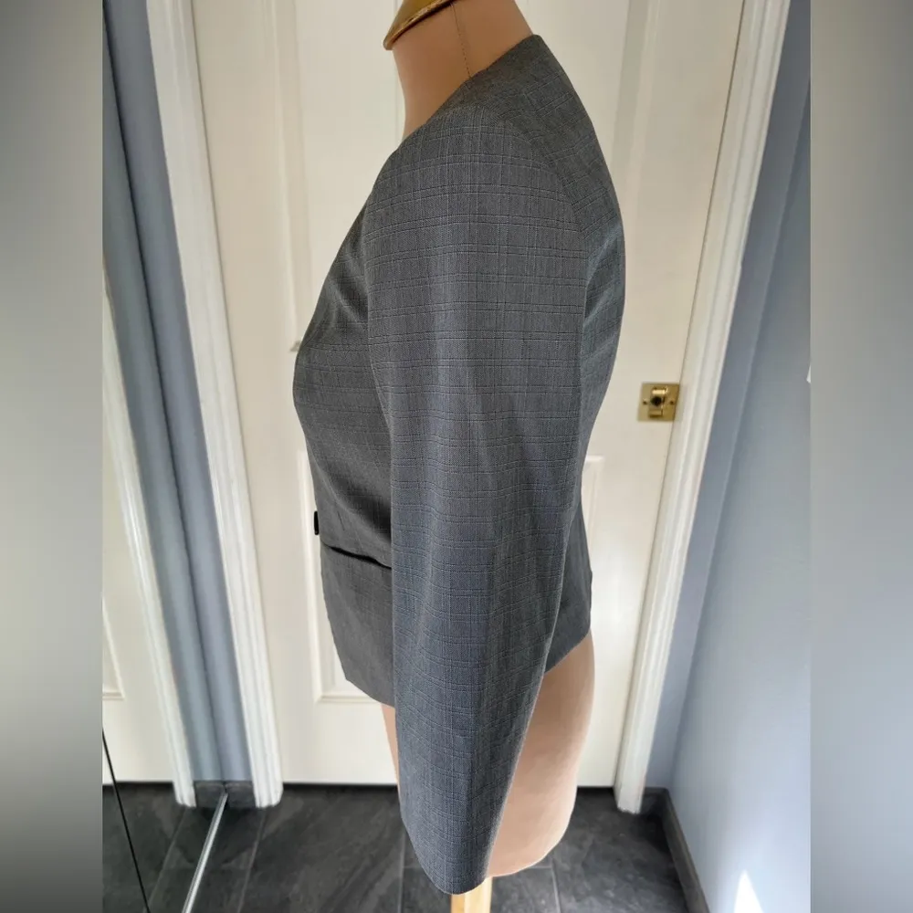 Express Single Button Gray Crop Blazer Office Career - Image 5