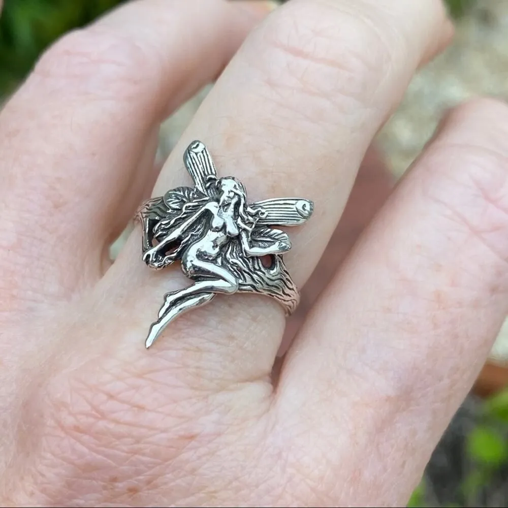 Fairy Sterling Silver Ring Boho sizes 10 - Image 2