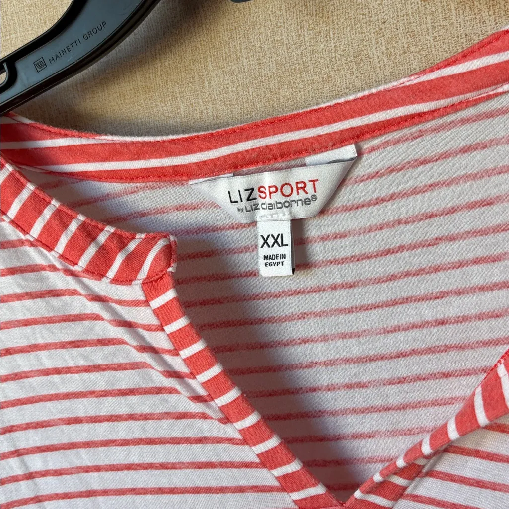 Liz Claiborne Striped V-Neck Tee xxl - Image 3