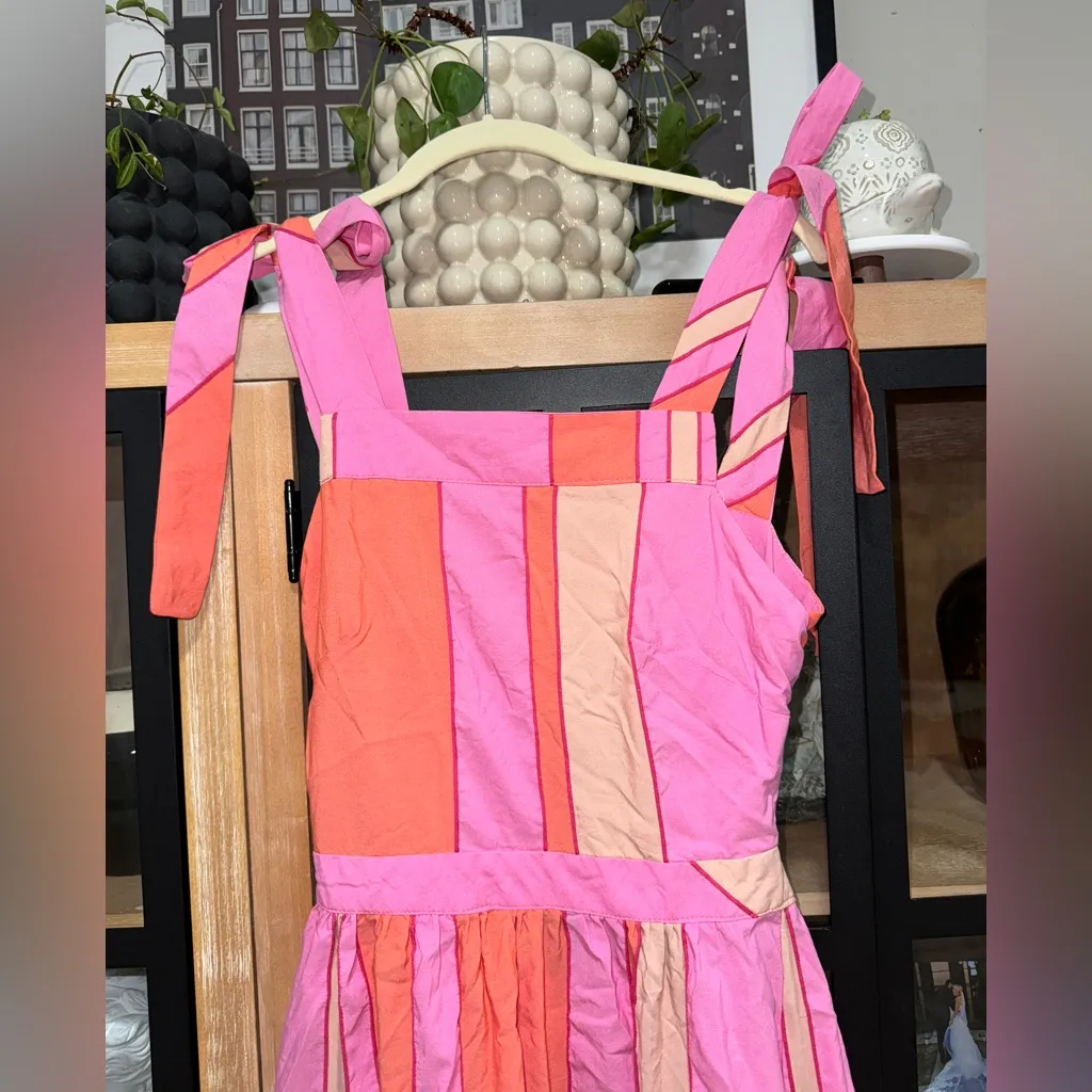 Animale maxi dress colorful open back nows tie straps square neck cutout midi - Image 3