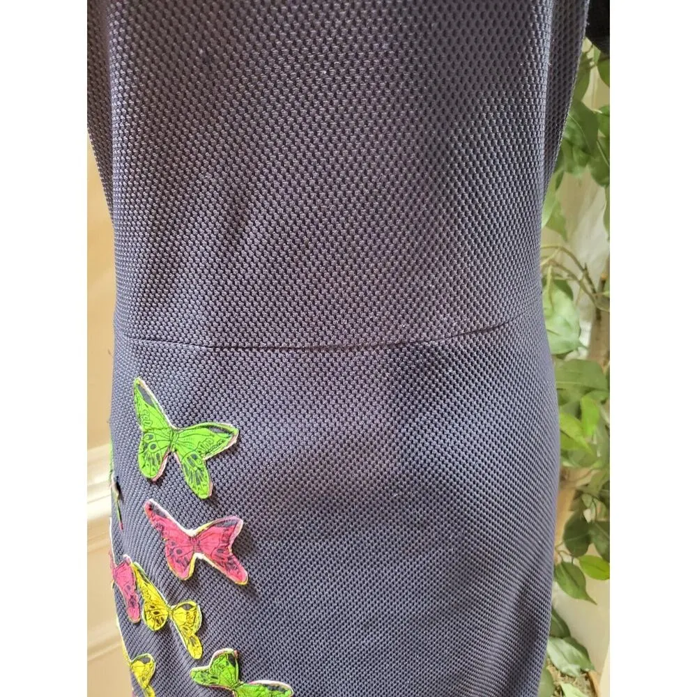 Custom Blue Butterfly Polyester Round Neck Short Sleeve Knee Length Dress M Size M - Image 6