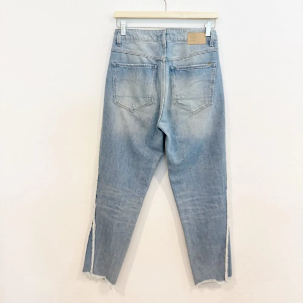 G-Star Raw Distressed High Straight Ankle Light Wash Blue Jeans Rigid Size 28 - Image 12