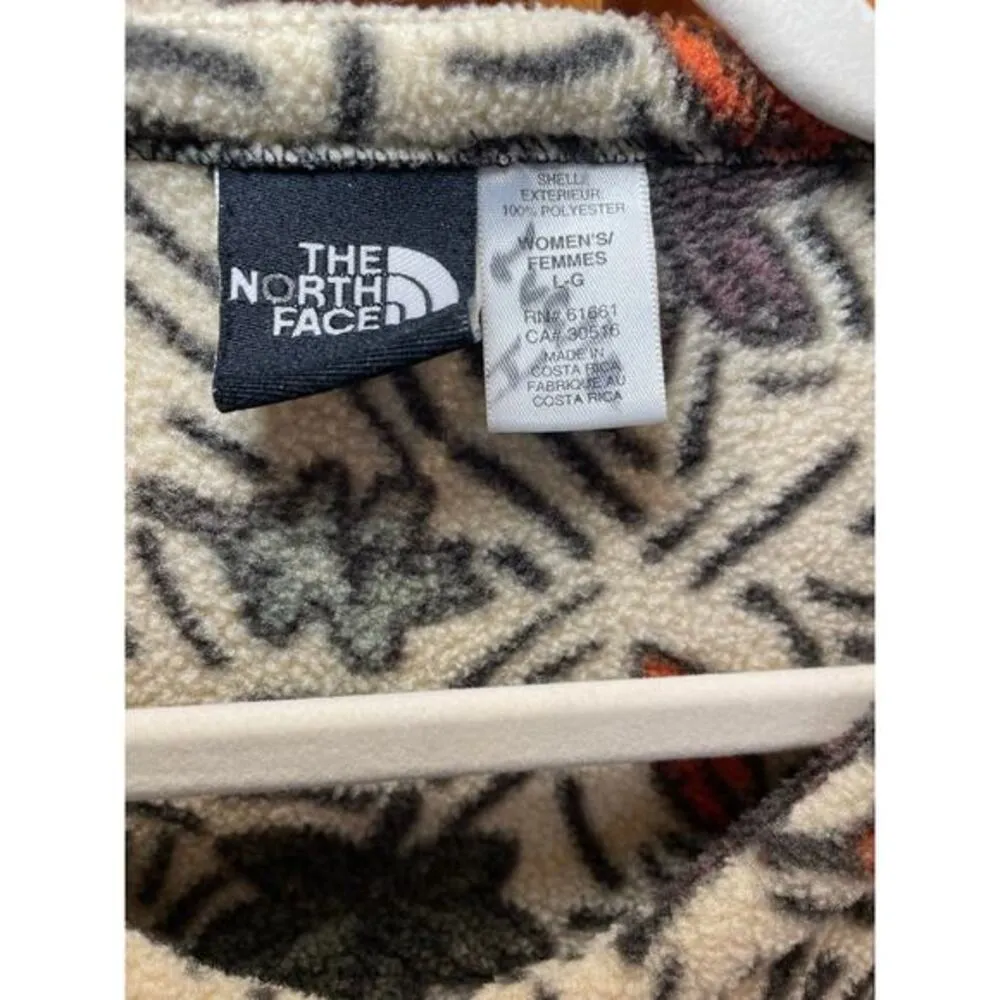 The North Face Women Large Vintage Zip Up Sweater Vest Fleece 90s Leaves Pattern - Image 11