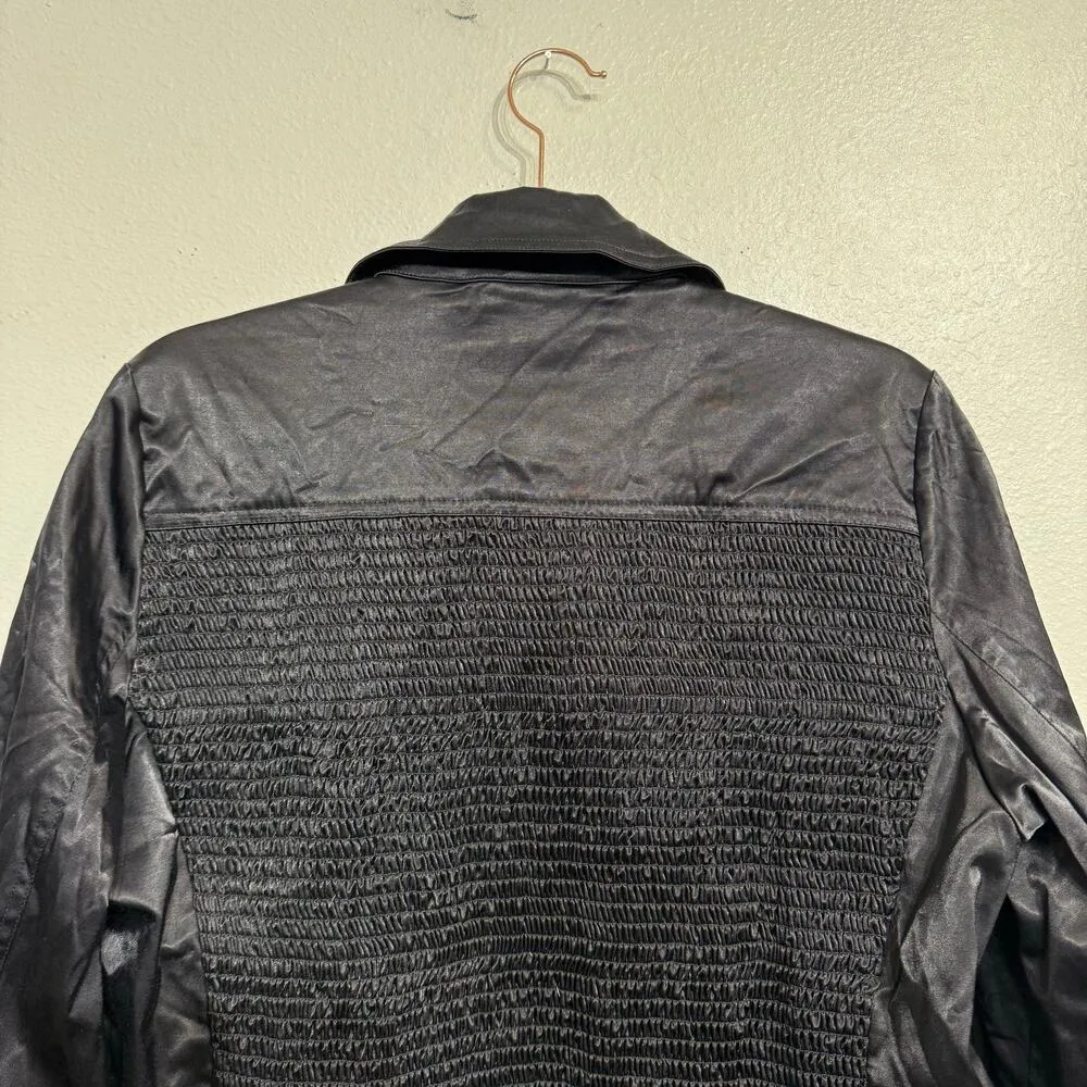 Susan Graver Style Black Satin Ruched Back Jacket Sz M - Image 9