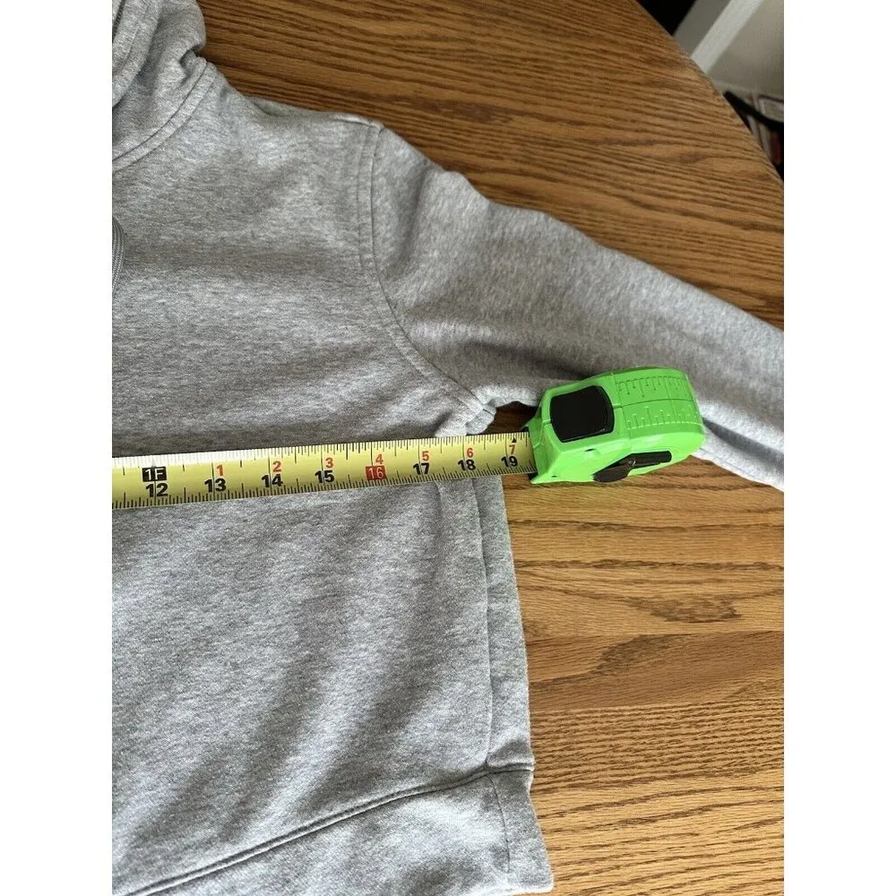 Adidas Cropped Hoodie Women's M Gray Long Sleeve Pullover Sweater 3 GreenStripes - Image 10