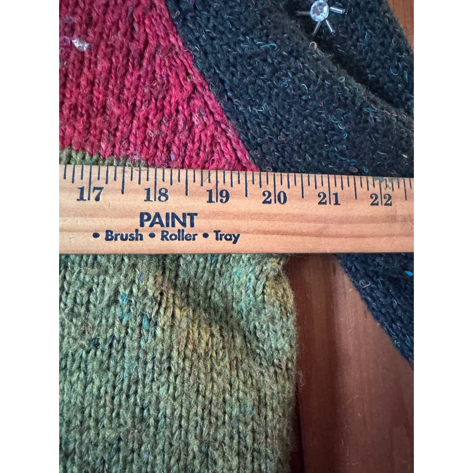 VTG Christmas Tree Knit Sweater Mock Neck Quarter Zip Festive Holiday Wool Blend Red Size L - Image 7