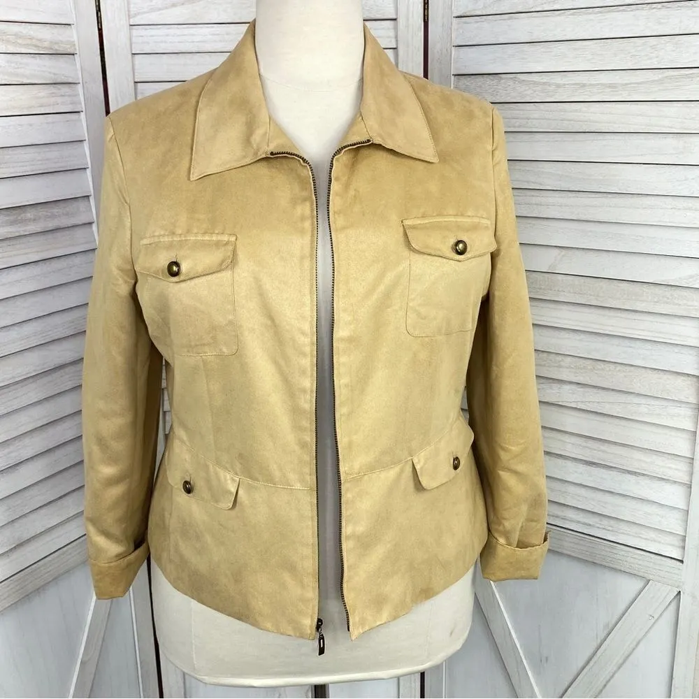 Evan Picone Even Picone Microfiber Utility Jacket Full Zip Tan 18 Plus Size - Image 6