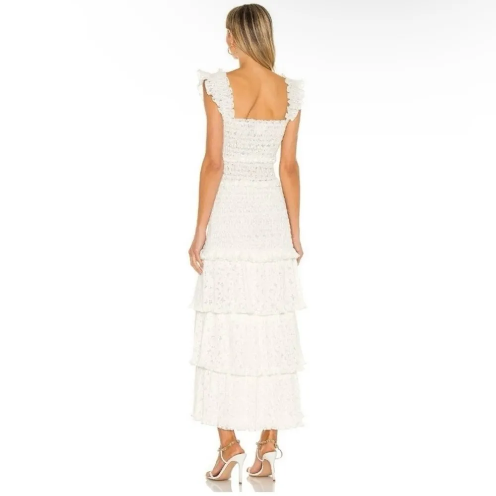 NWT Saylor Perrie Dress in Ivory White Tiered Lace Midi Dress Size Large - Image 4