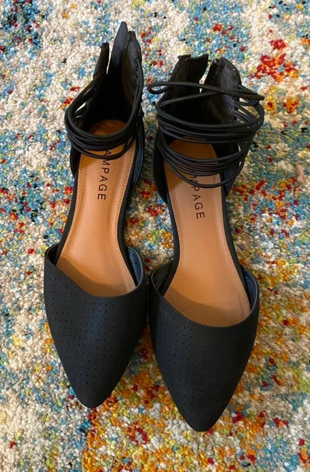 Rampage Black Pointed Toe Strappy Flats - Image 2