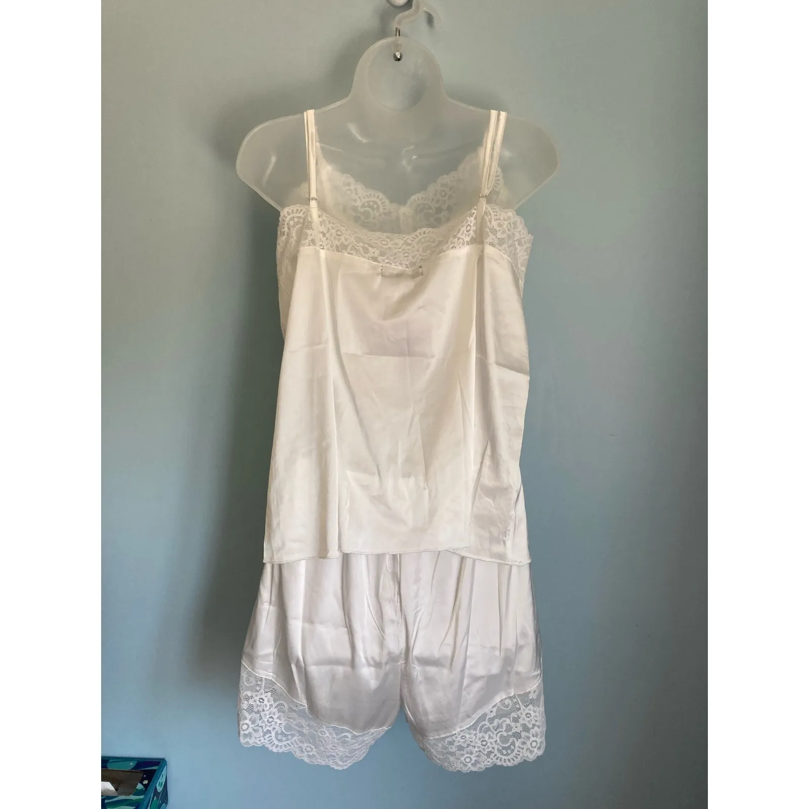 Satin and lace sleep set Allegra K Medium White Romantic Whimsical - Image 8