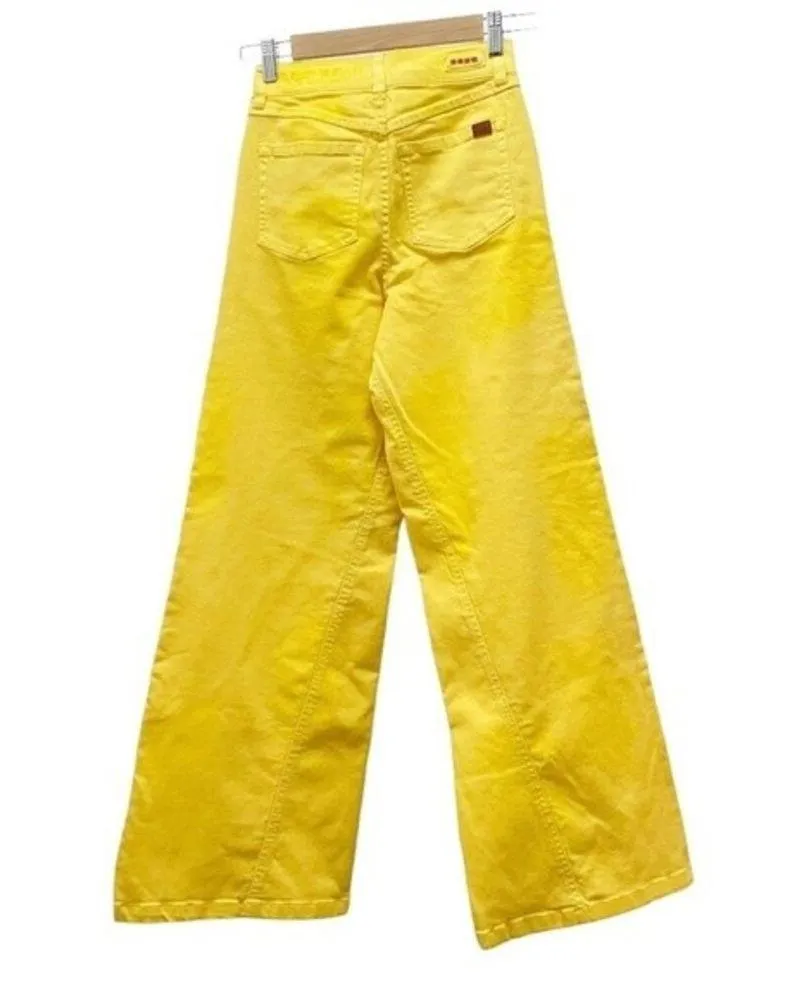 Peace Love World Jeans Happy Yellow Extra Wide Leg Bell Bottoms Size 25 | 00 - Image 6