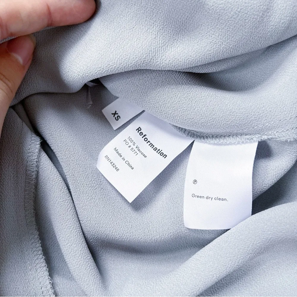 Reformation • Winslow Dress maxi gown Fog grey wrap kimono sleeve bridesmaid - Image 9