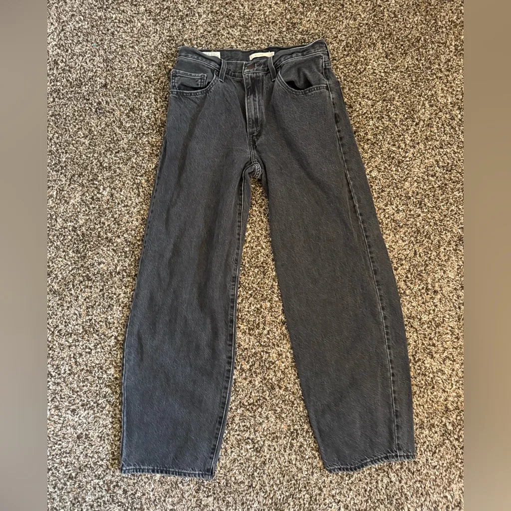 levi’s baggy dad jeans size 27 grey washed black - Image 2