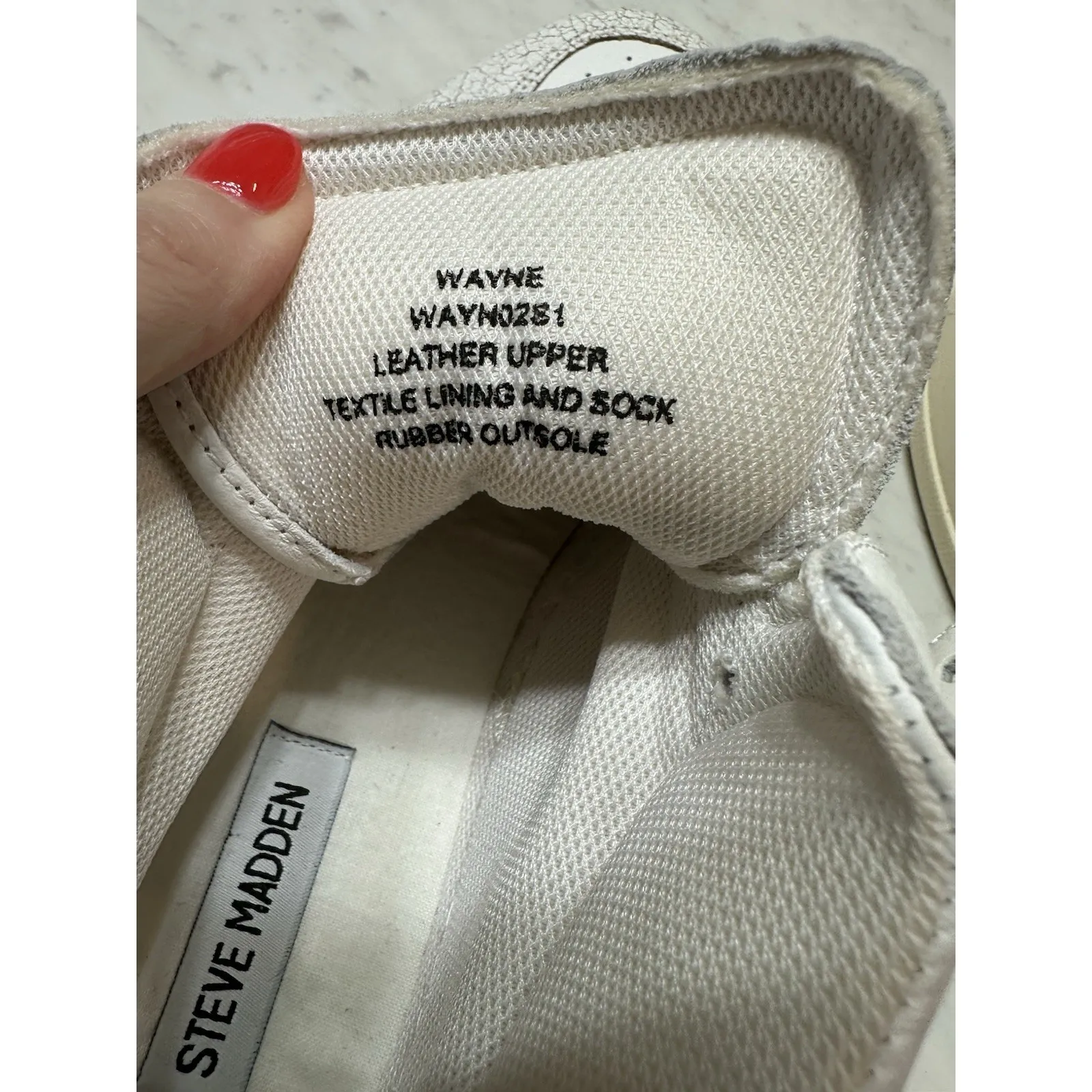 Steve Madden Wayne High Top‎ Sneakers White Leather Crackle Size 10 Made Italy - Image 8