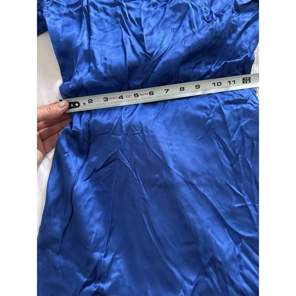 NWT Zara Wrap Dress Royal Blue Satin Women's XS Wedding Guest Cocktail Short - Image 12