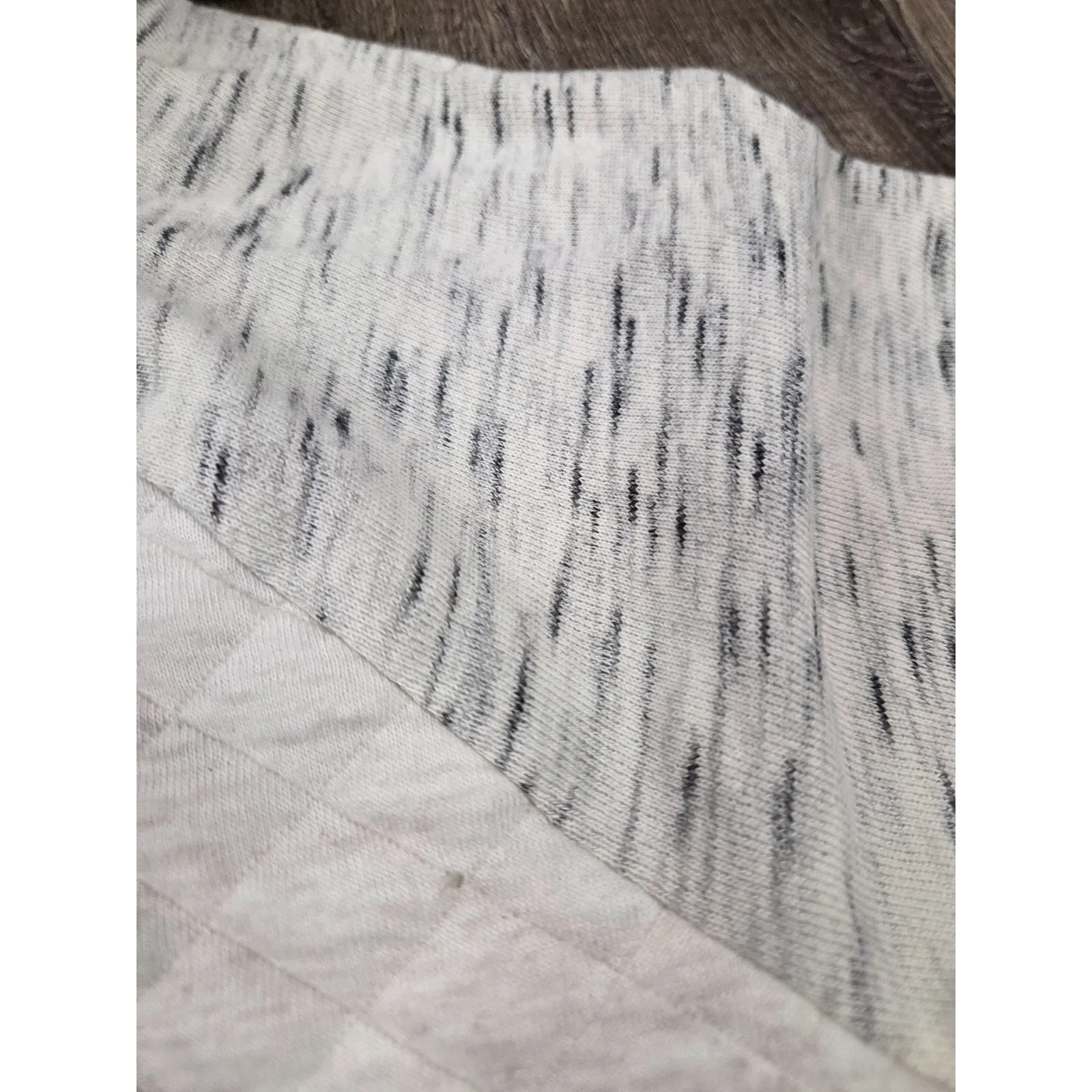 Chicos Quarter Zip Quilted Pullover Sweater Size 2 - Large Beige Marled Knit - Image 2