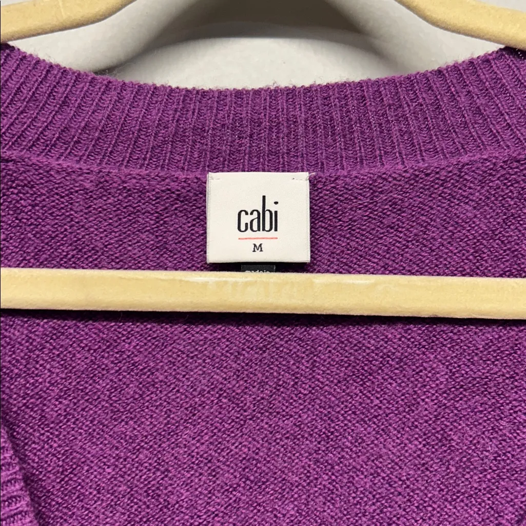 CAbi Luxury Pullover Purple Sweater Women’s Medium V-Neck Soft Knit - Image 3