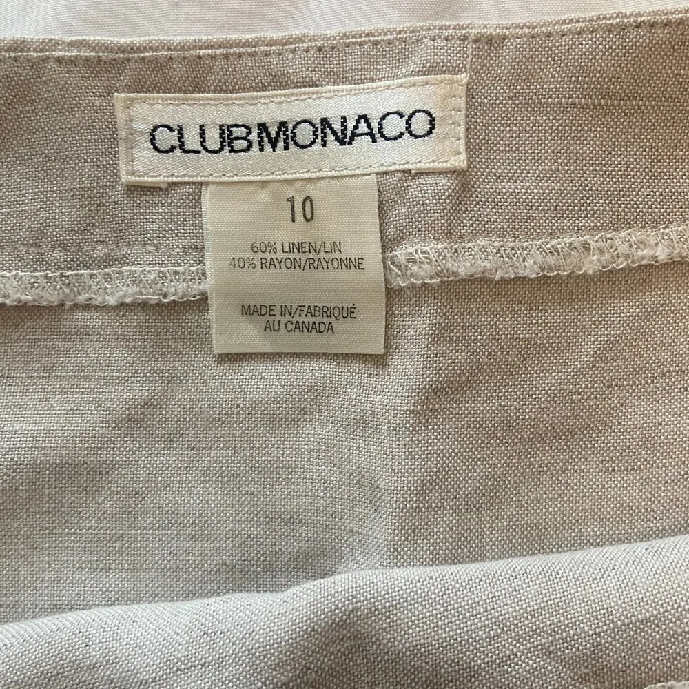 CLUB MONACO Cream Ivory Linen Front Wrap Skirt Sz 10 - Image 4