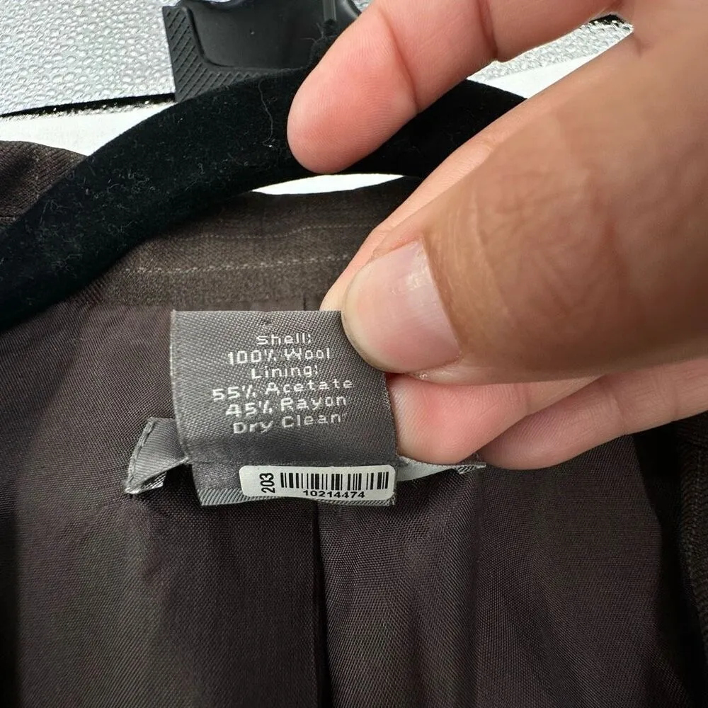 Ann Taylor Women's Wool Striped Single Breasted Two-Button‎ Blazer Gray Size 10P - Image 3