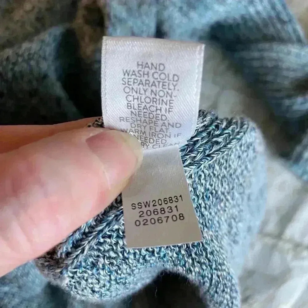 J. JILL PURE JILL Linen Blend Knit Ribbed Sleeve Sweater Beachy Coastal Size XS Blue - Image 4