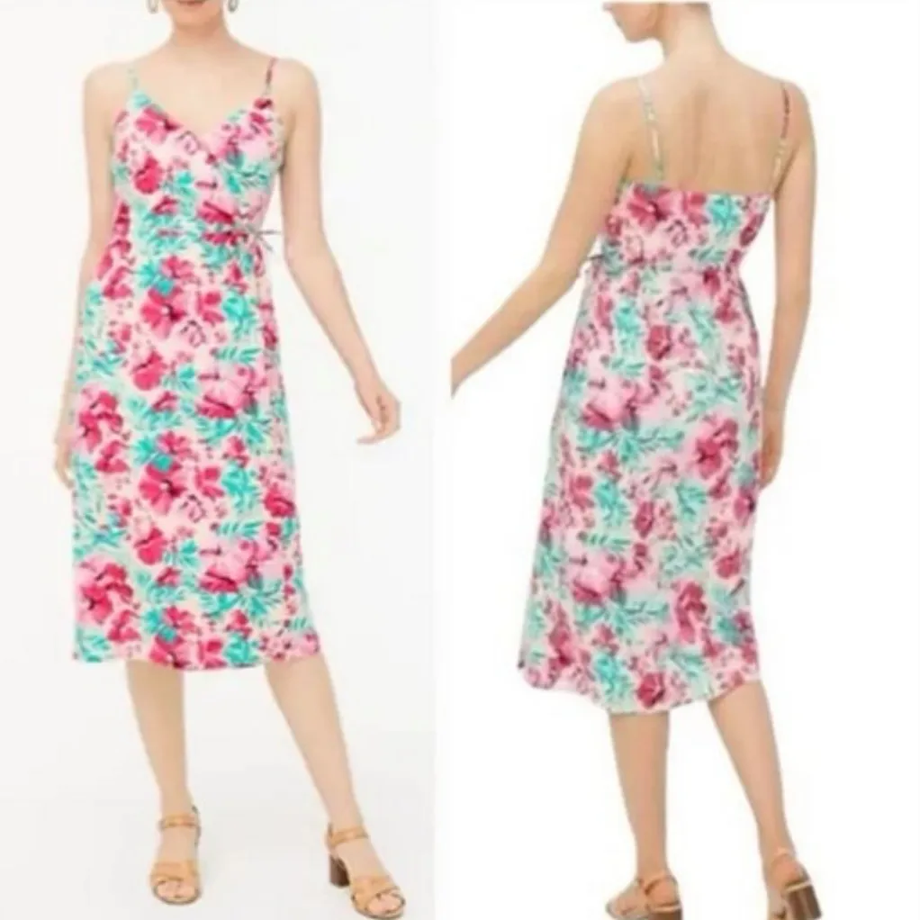 ✨HOST PICK✨ J Crew Tropical Pink Cotton Wrap Dress Sz 14 (NWT) - Image 3