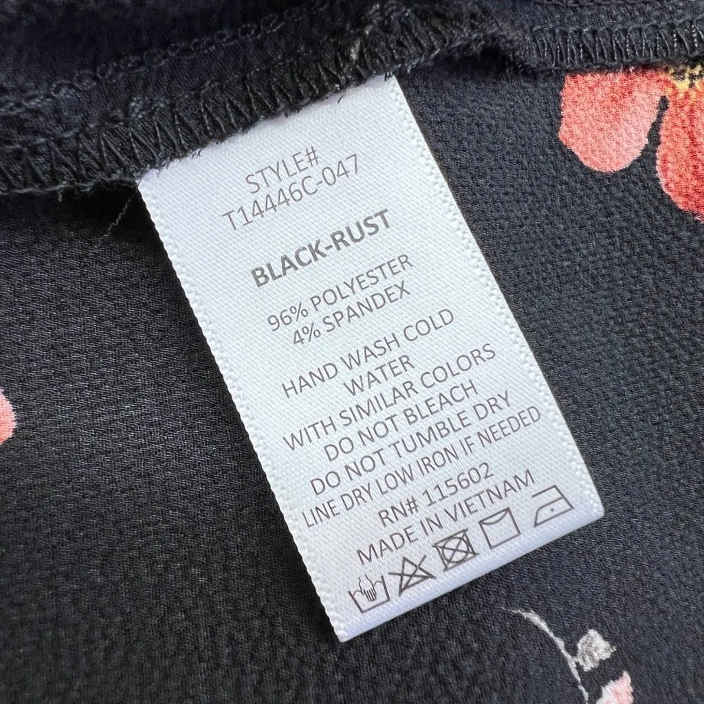 Lush Krisantha Tie Front Short Sleeve Blouse Black Floral Size Small NWT - Image 10