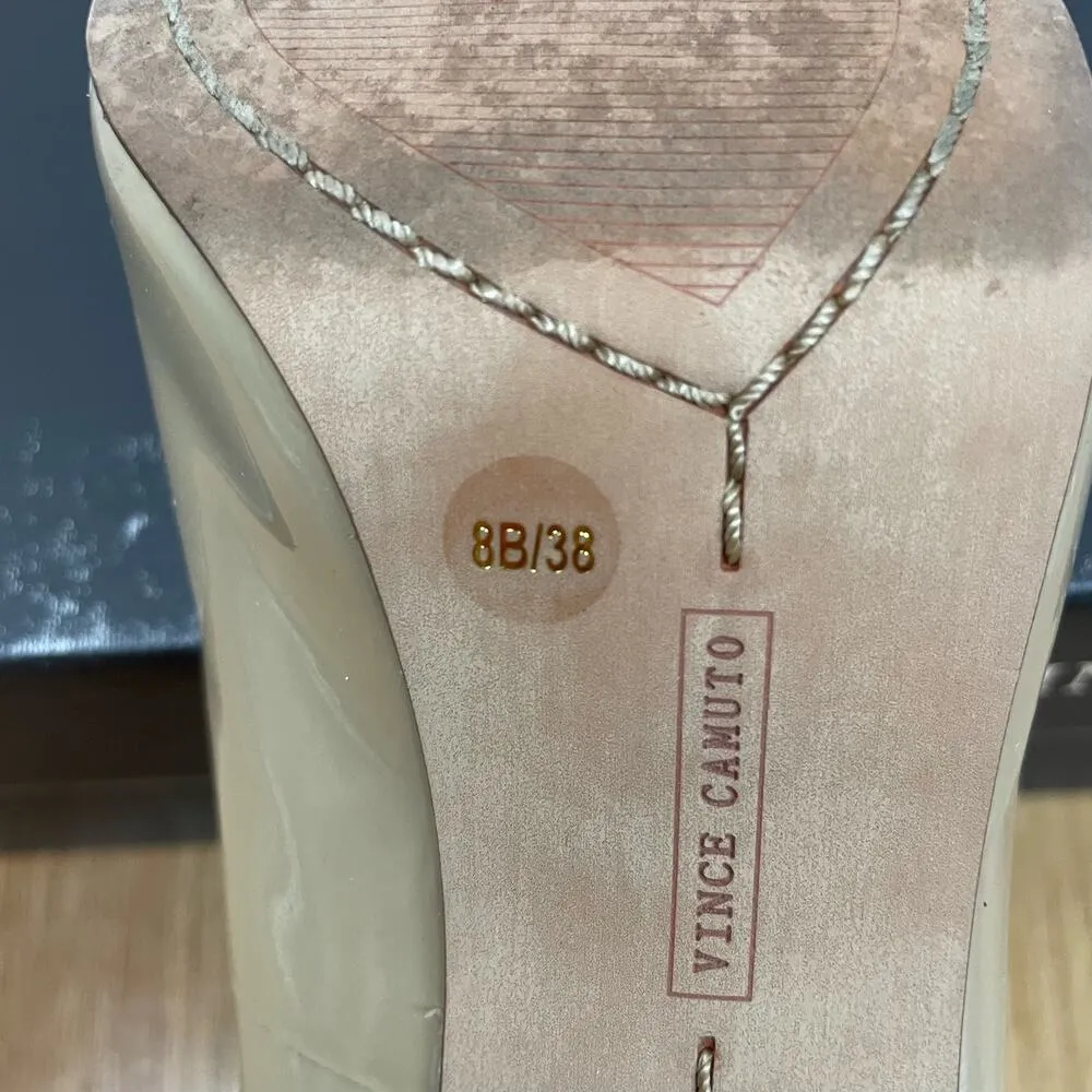 Vince Camuto Blush Patent Heels 8M Open Toe Pumps Womens Career Original Box - Image 6