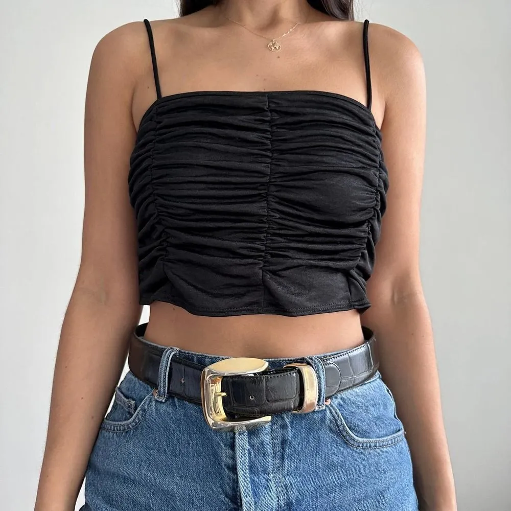 Black ruched cami crop top - Image 5