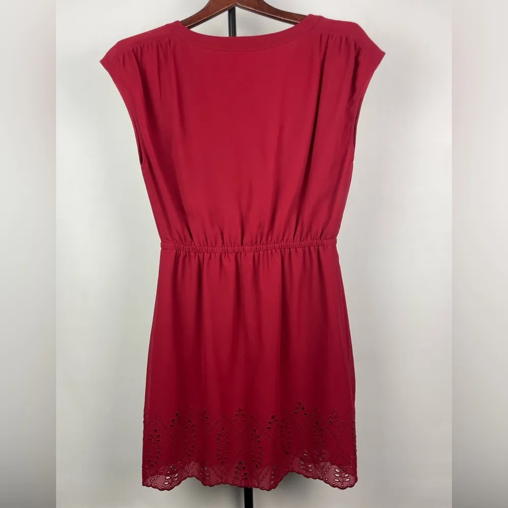 Madewell Skygaze Red Eyelet‎ Scallop  Hem Embroidered Dress - Image 7