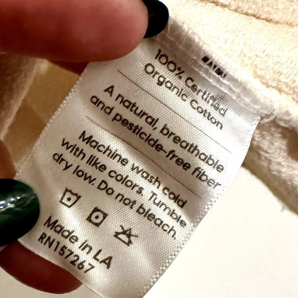 NWT MATE the Label Donny Spritz Cream Long Sleeve Cropped Sweatshirt - XS - Image 3