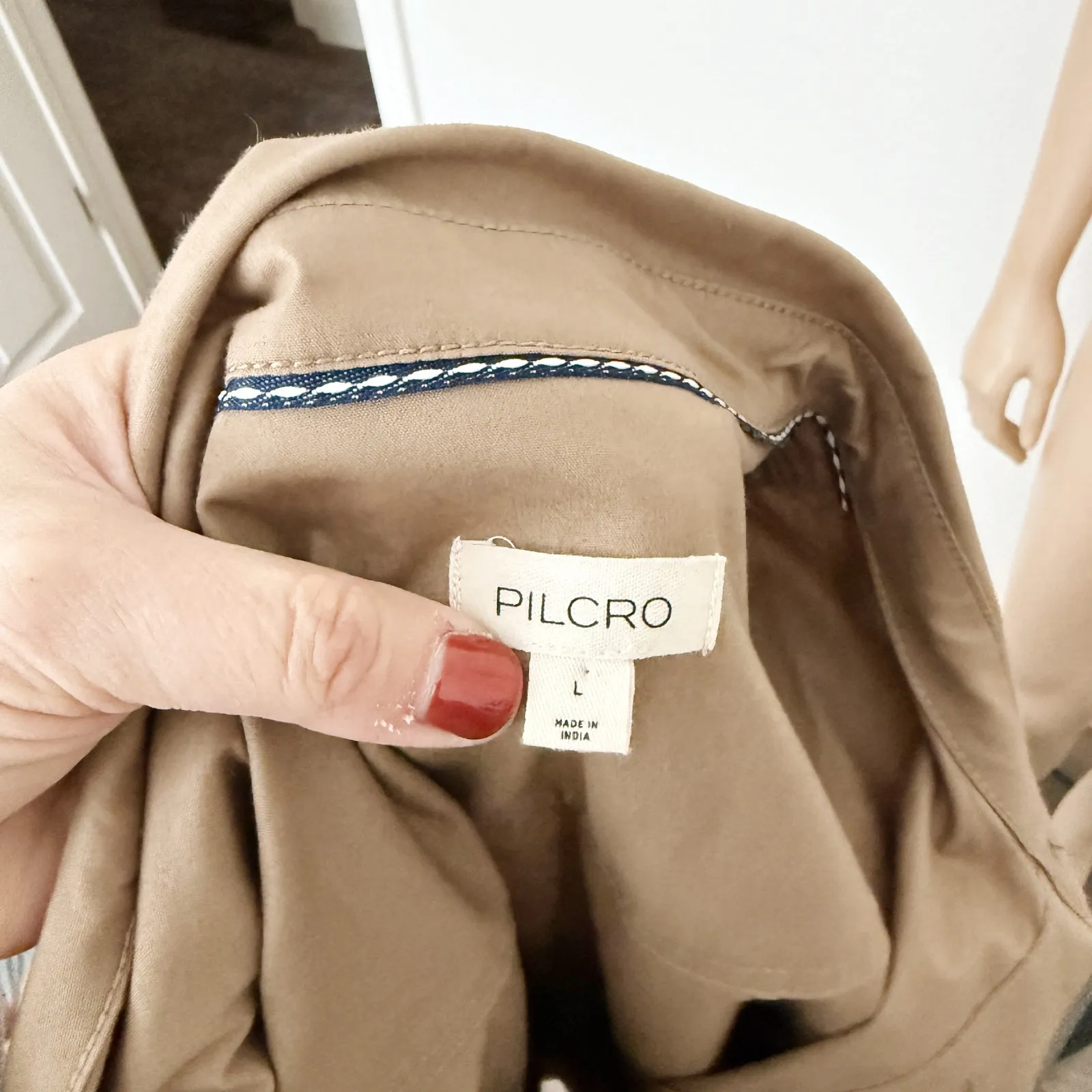 [Anthropologie] Pilcro Khaki Camel Pleated Pintuck Mini Shirt Dress Size Large L - Image 11