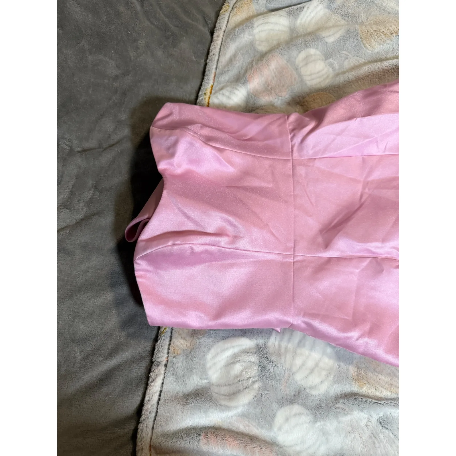 NWOT Alfred‎ Sung Powder Pink Strapless Satin A-Line Gown Size 4 D842 Back Bow - Image 5