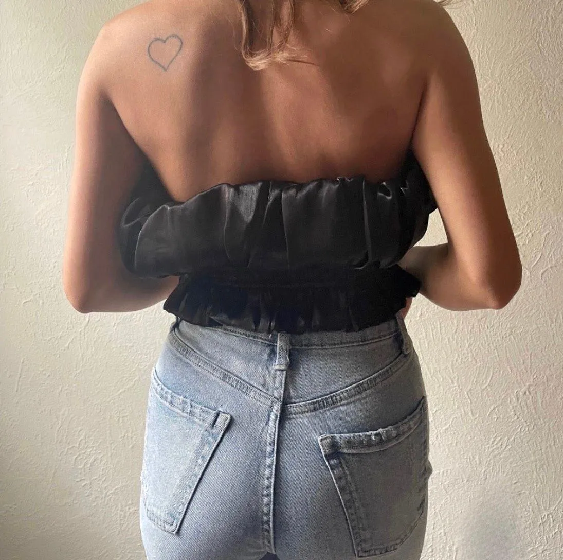 Bubble Cropped Strapless Top - Image 2
