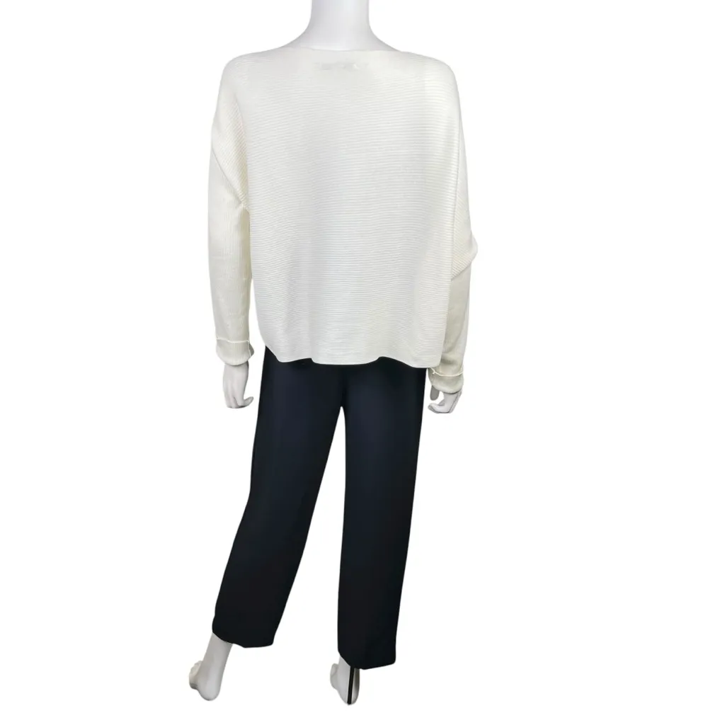 MATTHILDUR Drop Shoulder Long Sleeve Pima Cotton Ribbed Top Size L - Image 9