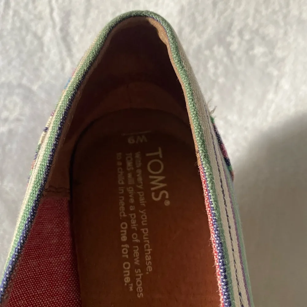 Toms Women’s Shoes Wedges Peep Toe Espadrilles Stripes Multicolored Size 9 - Image 6
