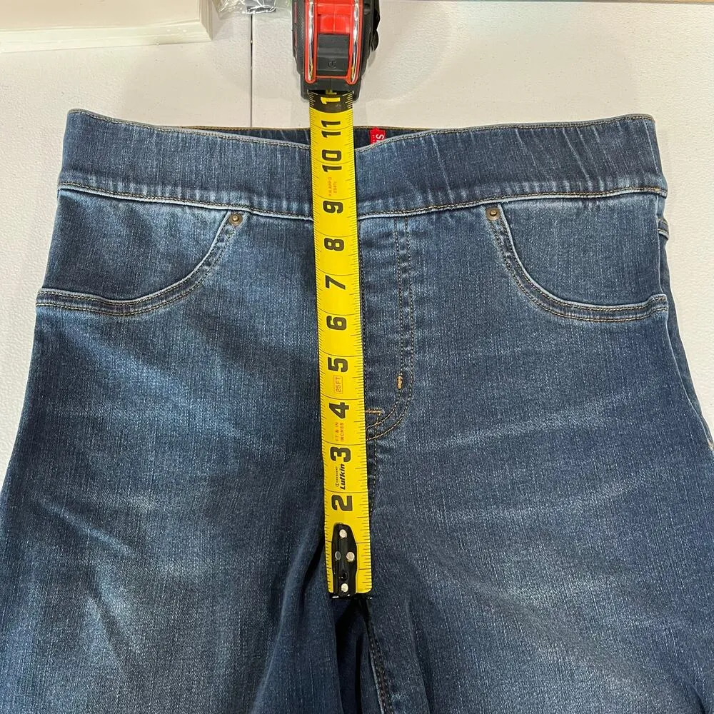 Spanx Distressed Denim High Rise Elastic Waist Jeggings Skinny Jeans Medium - Image 6