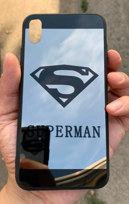 iPhone Xs Max Cute Superman Drop Protection Reflective Mirror Case Black - Image 5