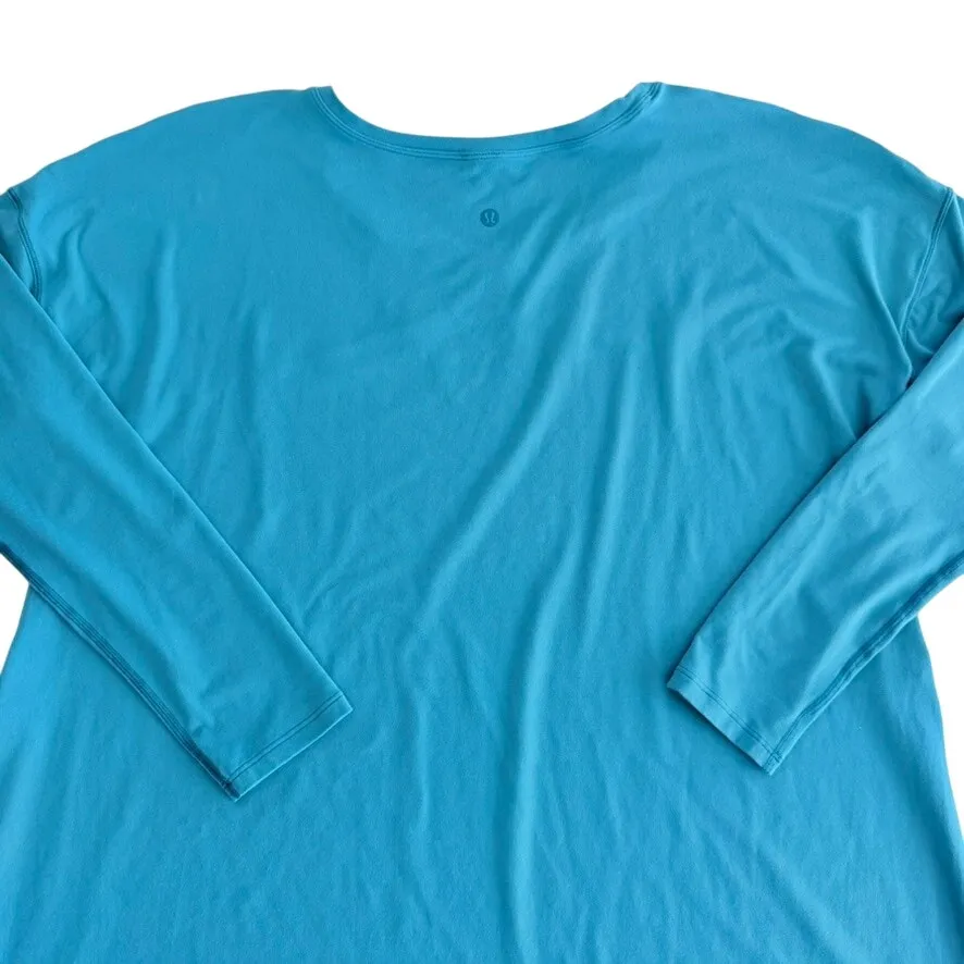 Lululemon Hit Unwind Long Sleeve Tonic Teal Blue Size 12 Rulu Side Tie Loose Fit - Image 6