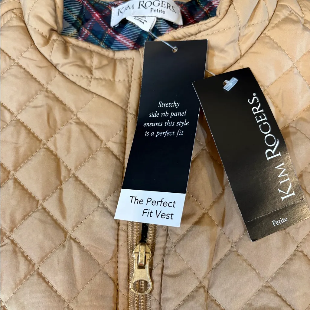 Kim Rogers Beige Quilted Vest - Image 3