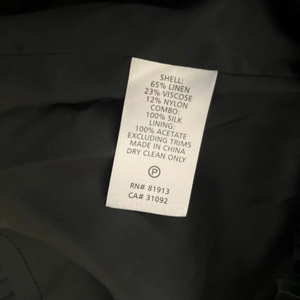 TRACY REESE Frock Black Dress Linen Silk Sleeveless Asymmetrical Ruffles Size 8 - Image 6