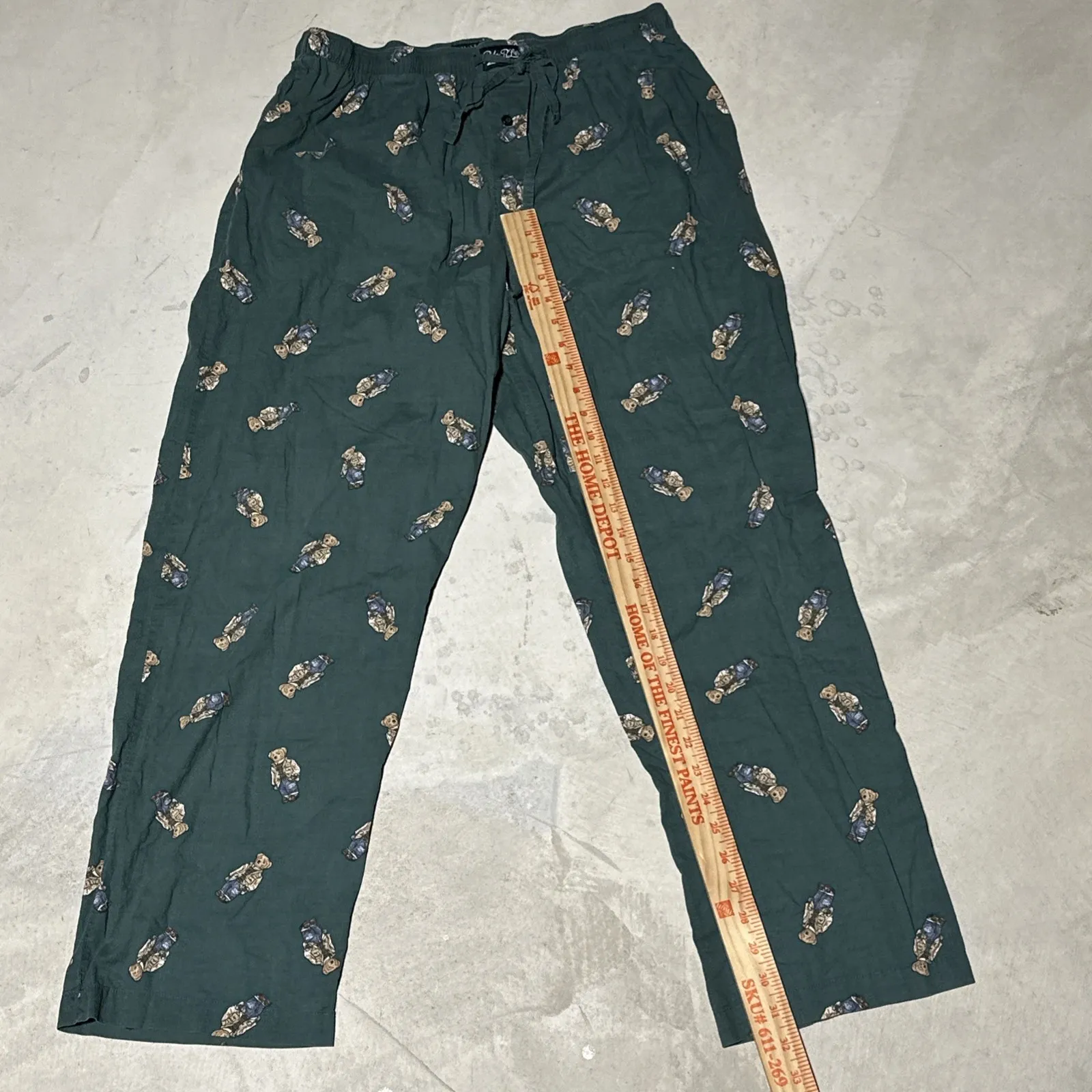 VTG Polo Ralph Lauren Polo Bear Pajama Pants Y2K AOP Men's SZ XL Green Preppy - Image 6