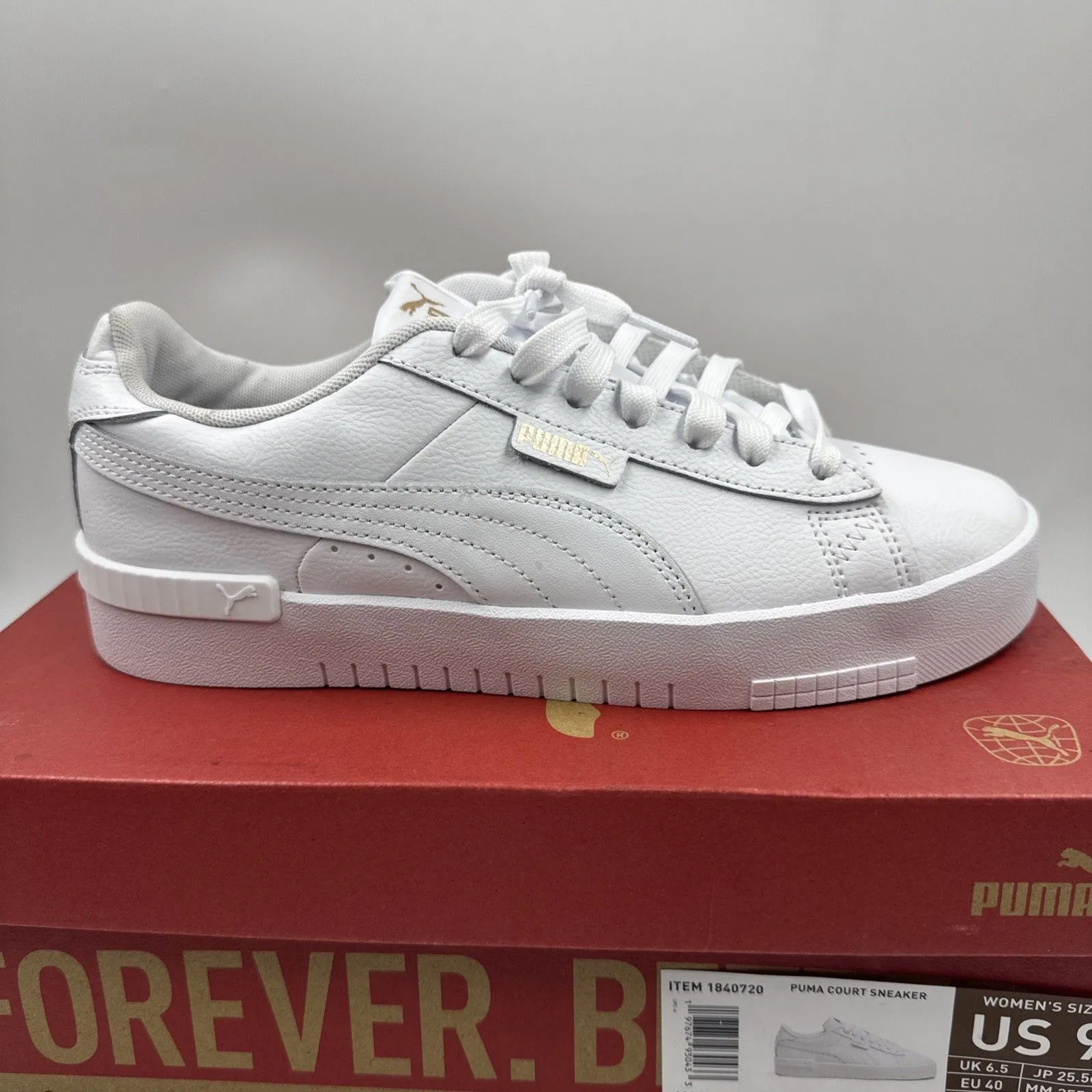 PUMA Court Sneaker, White, Women's Casual Low Top Leather Shoes Size 9 - Image 9