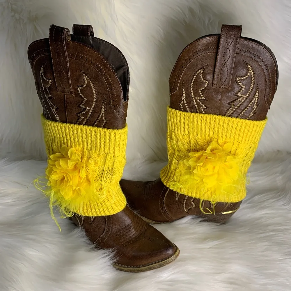Handmade Removable Women’s Boot Band/Cuffs Yellow - Image 6