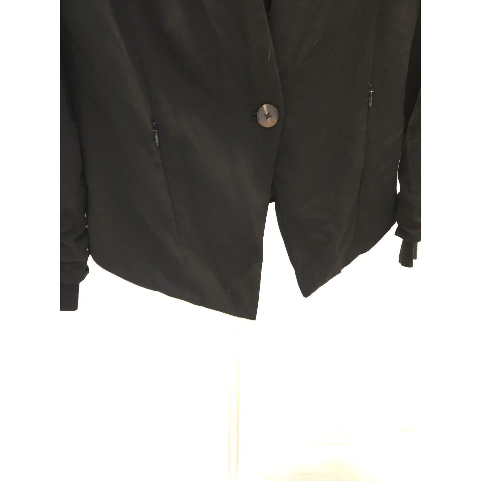 Adrianna Papell Black Single Button Blazer V-Neck Collarless M Size 10 Jacket - Image 5