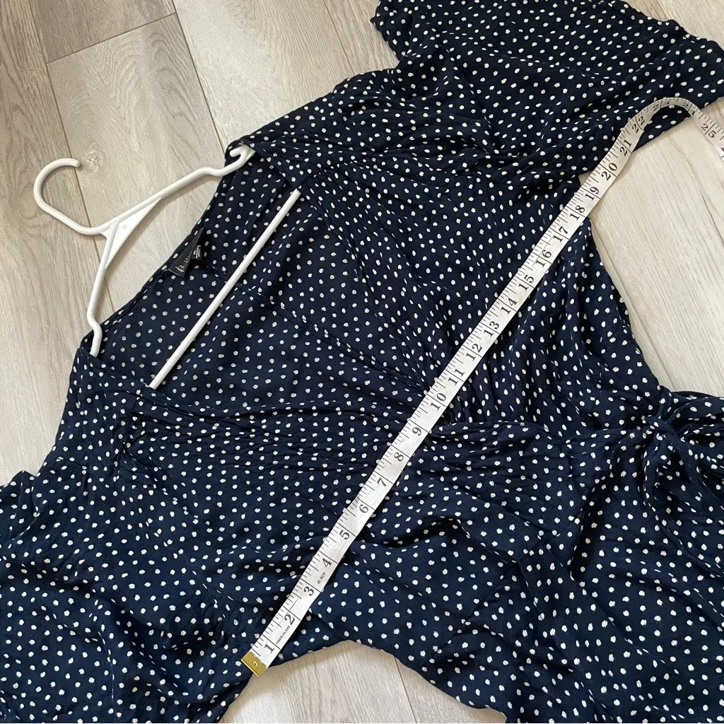 Polka Dot Dress wrap midi womens Navy Blue (xlarge) contemporary minimalist chic - Image 3