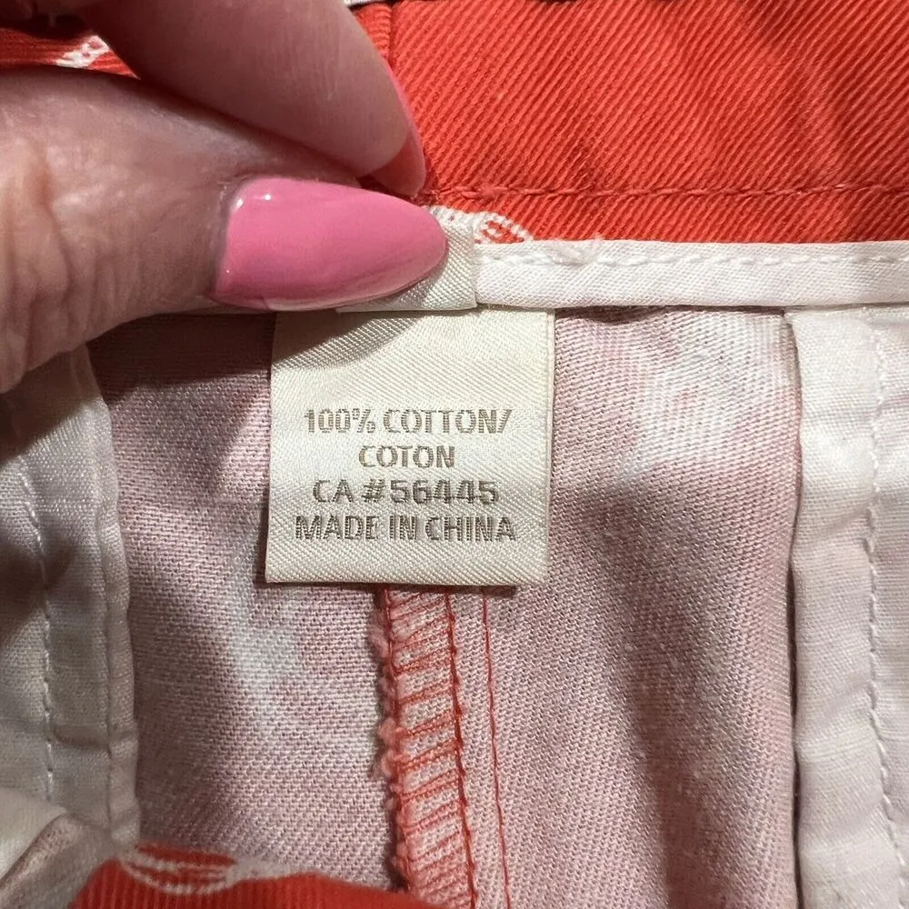 J. Crew Factory Sz 2 Shorts Chino Broken In Orange Nautical Anchor Print Women’s - Image 8