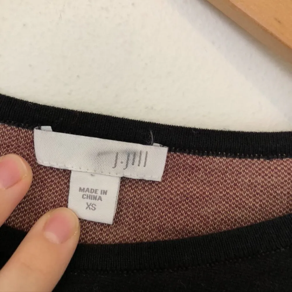 J. JILL Embroidered Floral Jacquard Pullover Sweater Black Multi Cotton Boho XS - Image 7