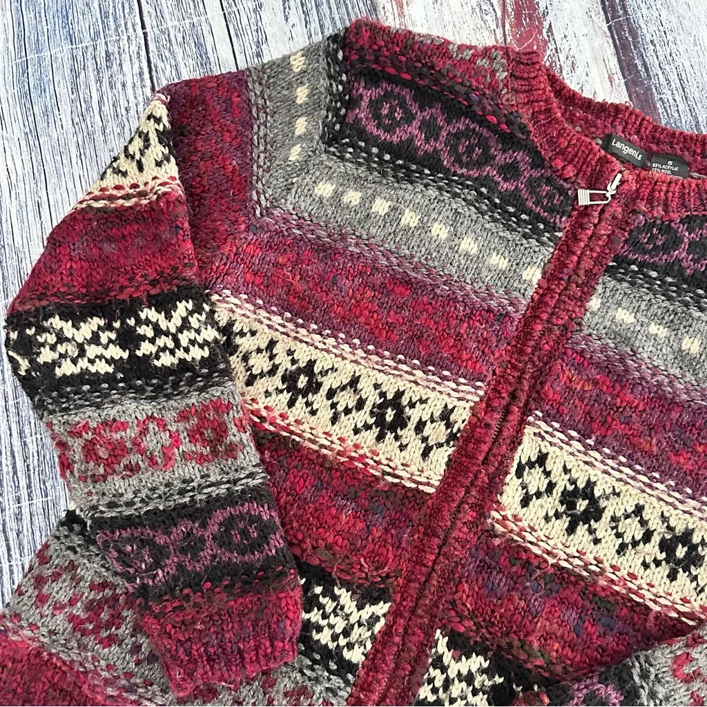 Vintage Tangents Patterned Wool Blend Zip - Image 3
